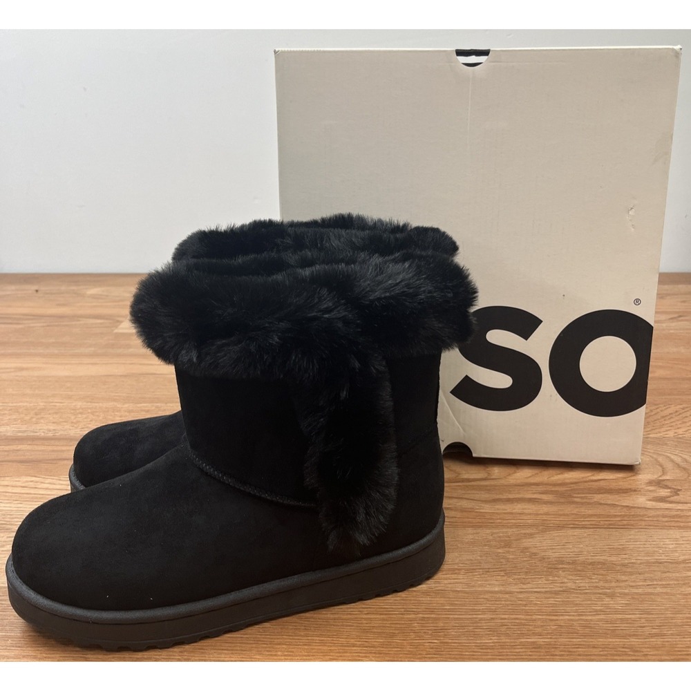 SO Paulina Women's Faux Fur Winter Boots in Black Size 7 NEW